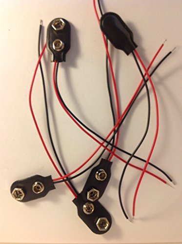 5 Pack 9 Volt Battery Snap Connectors for Effects Pedals and Active Guitars