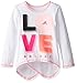 adidas Little Girls' Long Sleeve Girly Tee Shirt, White/Pink, 6