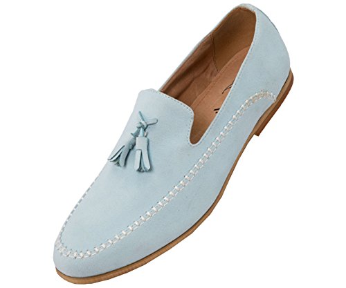 Amali Microfiber Faux Suede Moc Toe Men's Slip on Dress Shoe with Tassels - Thumbnail 4
