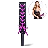 Utimi Fetish SM Leather Paddle with Purple Ribbon