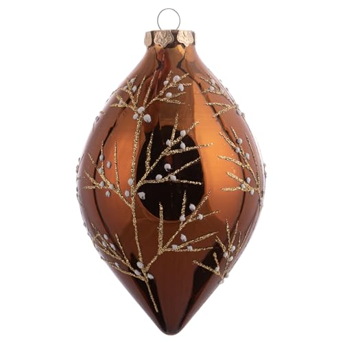 Karma, Christmas Hanging Ornament, Glitter Branch Glass Teardrop Ornament 5.5"…