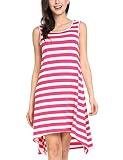 Hotouch Women Sexy Sleeveless Loose Casual Beach T-Shirt Dress (Rose M)