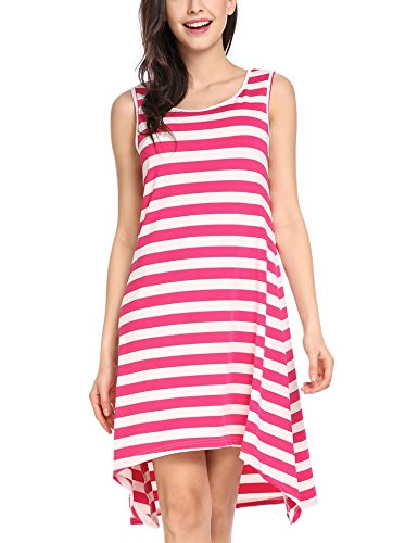 Hotouch Women Sexy Sleeveless Loose Casual Beach T-Shirt Dress (Rose M)