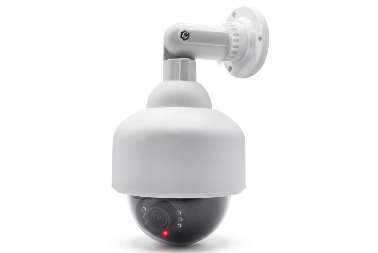 2x Dummy Speed Dome Security Cameras Dummy Dummy Dummy with Lens Cable with Flashing Light Waterproof for Indoor and Outdoor use