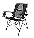 STRONGBACK Elite Folding Camping Lawn Lounge Chair Heavy Duty Camp Outdoor Seat with Lumbar Support and Portable Carry Bag - Black/Grey
