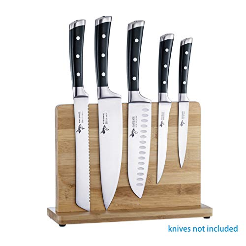 Magnetic Knife Block, Holder with Powerful Magnet - Double-Sided Bamboo Magnetic Knife Block, Organizer Block Without Knives, Fits All Knives and Other Utensils, Cutlery Display Stand and Storage Rack - Thumbnail 6