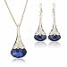 Women Fashion Water Drop Shape Gold Plated Jewelry Set Necklace Earring of Gemstone Crystal for Costume Show Wedding Party Dance Ceremony Accessories