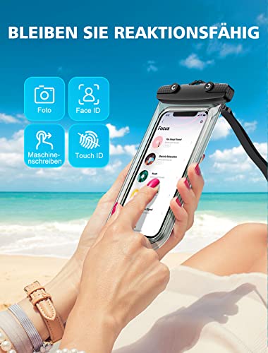 Mohard wasserdichte Handyhülle, Unterwasser IPX8 Wasserfeste Handytasche mit Umhängeband für Schwimmen & Tauchen, Waterproof Phone Case Kompatibel mit iPhone 15/14/13/12, Galaxy bis zu 7\