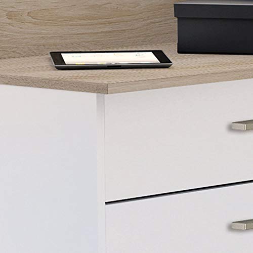 habeig Eckschreibtisch Schreibtisch Computertisch Bürotisch Arbeitstisch weiß Eiche 129x105 cm – Bild 6