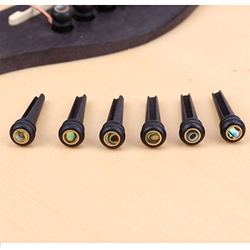 Pakala66 Ebony Guitar Pins Inlaid Abalone Dot-Guitar Strings for Acoustic Guitar Replacement Parts-6 Pack