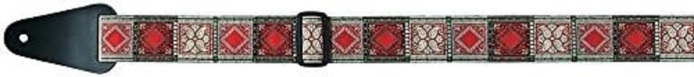 GEWA Fire & Stone 531025 guitar strap folklore edition jacquard red/silver/black