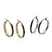 Circle Polished Shiny 18K Gold Plated Black Hoop Earrings