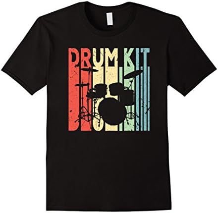 Mens Drum Kit Vintage Retro T Shirt Medium Black