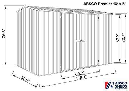 ABSCO 30152GK Premier Storage Shed, 10'x5', Woodland Grey