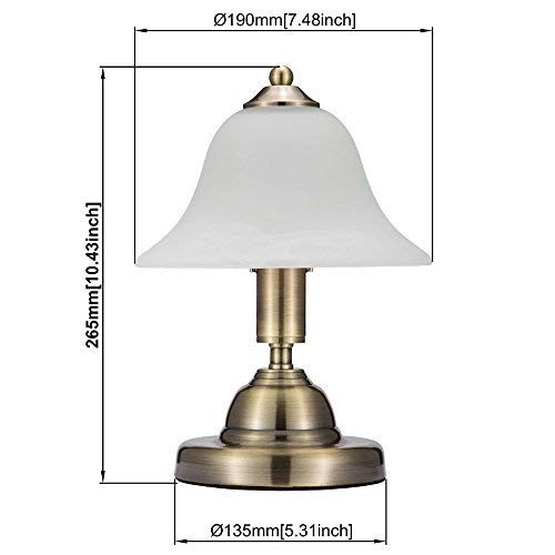 JINZO Portable Mushroom Table Lamps For Bedroom With Touch Sensor Dimmable E12 Globe Bulb Antique Brass Finished