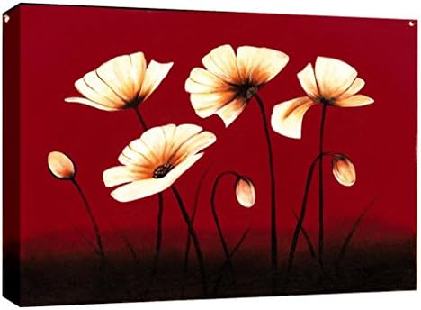 Extra Large Red Cream Floral Box Canvas Art Picture 113 x 80cm ready to hang 3cm frame depth