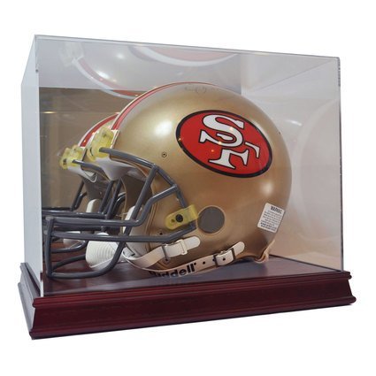 Deluxe Acrylic Full Size Football Helmet Display Case with Cherry Wood Base