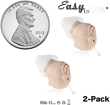 Super Mini Size, Half Penny-Sized ,In-The-Canal (ITC) ,2-Pack, New Digital Hearing Amplifiers ,Clearly Technology, Interchangeable , Suitable For Men and Women, Trademark: Easyuslife