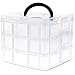 Juvale 3-Tier Bead Organizer Box - 6x6x5 In, Clear Plastic Container with Dividers - Adjustable Sections for Bead Storage & Earring Storage - Craft Container & Jewelry Box Organizer