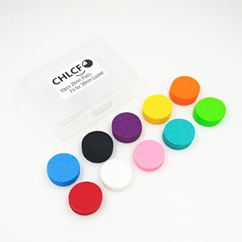 (30 Pack) CHLCF 10 Colors Aromatherapy Essential Oil Diffuser Locket Necklace Refill Pads 29mm Fit For 38mm Locket