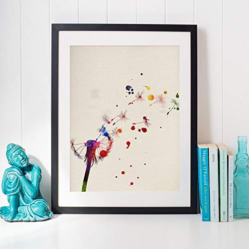 Nacnic Poster Dandelion with watercolor design. Mix with watercolor style sheets for interior decoration. A4 size