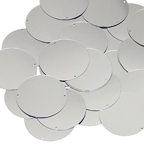 Silver Round 40mm 2 hole Couture Sequin Paillettes. Made in USA. Loose sequins for embroidery, bridal, applique, arts, crafts, and embellishment.