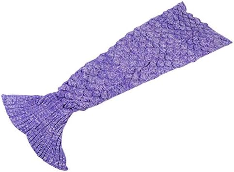 Senmar Warm and Soft All Seasons Mermaid Blanket Sofa Quilt Living room blanket ，Sleeping Bag and Camping Bag (71"x 35") (Light Blue) (Light Purple-Scales)