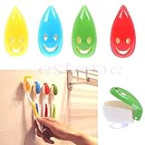 OrangeTag 4 PCS Smile Face Antibacterial Toothbrush Cover Holder with Suction Cup Bath