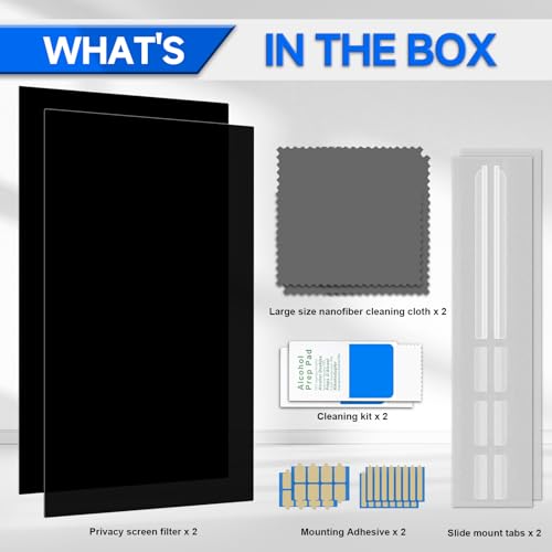 [2-Pack] Privacy Screen For Computer Monitor, 27-Inch 16:9 Aspect Ratio; Anti Spy/Bule Light/Glare And Eye Protection, 2 Install Ways Removable For Office, Airport, Cafe And Other Public Area; Diagonal 27 Inches, Width 23.53 Inches, Height 13.24 Inches