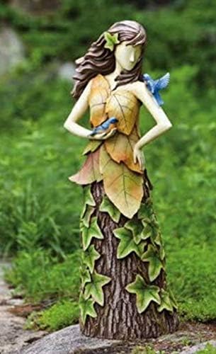 PLKN Sherwood Fern Fairy Statue,Fern Fairy Statuary with Chicken Feeder,Backyard Sculptures Statues,Resin Backyard Decor,Birdfeeders for Hummingbirds Outside Decor-Type_B