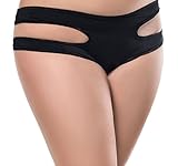 J-boxing Women Plus Size Sexy Panty Hollow out Lingerie Crotchless Underwear Black