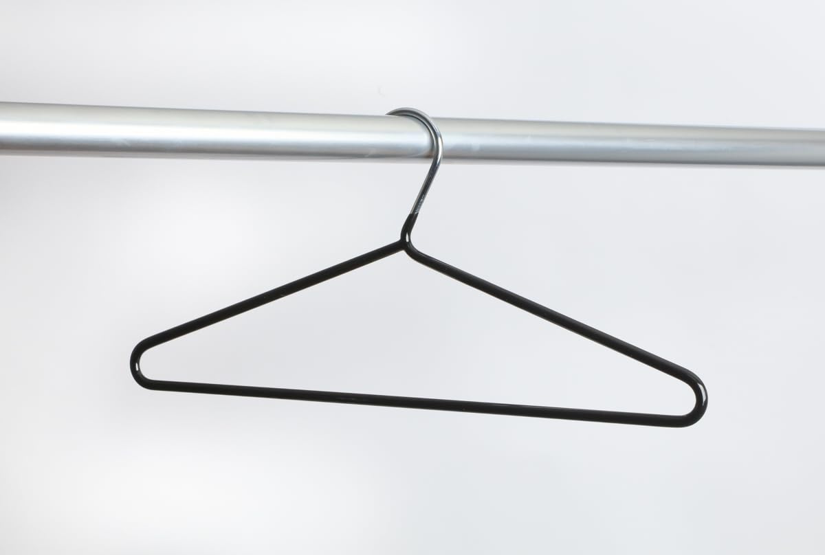Heavy Duty Non-Slip Chrome Coat Hangers, Made from 5.5mm chromed steel rod with Black PVC non-slip coating. Pack of 25.
