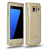 Galaxy S7 Edge Battery Case,Accerzone External Rechargeable Power Bank 5200mAh Protective Portable Slim Backup Charging Case with Kickstand for Samsung Galaxy S7 Edge(Not for S7) (Gold)
