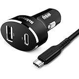 Nekteck USB C Car Charger with 45W PD Power Delivery and 12W USB A Port for Ipad pro, MacBook Pro/Air 2018, Galaxy S9/S8, Google Pixel 3XL, 3.3ft USB C Cable Included (NOT Ideal for Note10/S10/10+PPS)