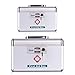 Jssmst Medical Box with Lock - First Aid Box Emergency Medicine Case with Drugs Storage, 15.35 x 9.05 x 8.66 Inches, Silver (MC17023)