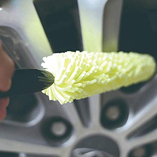 Voberry@ Sponge Car Wheel Cleaner Brush, Car Wash Sponges Tools, Plastic Handle Car Washing Brush Tire Rims, Vehicle, Motorcycle, Bicycle, Engine, Exhaust Tip (Yellow) (2)