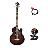 Ibanez Acoustic Electric Bass Guitar Package With Guitars Clip On Tuner and Guitars Cable (Electric Bass Guitar Bundle) in Dark Violin Sunburst