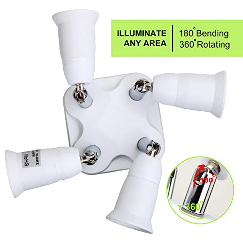Toplimit Free Swing 4 Port E26 Light Bulb Lamp Socket Adapter Splitter (4 Port) - Thumbnail 3
