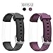 ID115U ID115UHR ID115U HR Replacement Bands, ID115UHR ID115U HR Fitness Tracker Bracelet Band Replacement, Adjustable Wristbands Smart Watch Straps with Fashion Charm Color, 2 Pack, Black Purple
