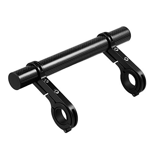 Evokem Multifunctional Bicycle Double Handlebar Extension Mount Bike Extender Bracket Holder for Lights, Speedometer, Phone Holder (Black-Carbon Fiber)