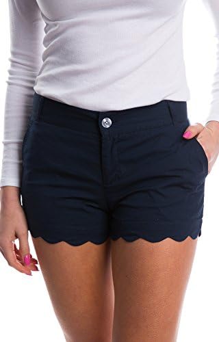 GAMISOTE Women Summer Scalloped Hem Short Casual Stretchy Shorts