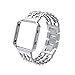 Wearlizer Compatible Fitbit Blaze Band Men/Women Small/Large Silver Metal Frame, Lux Replacement Metal Bands Metal Frame Fitbit Blaze - Silver