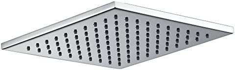 100% Metal Rain Shower Head Square 8 Inch Rainfall Showerhead with 2.5 GPM High Pressure Water Flow | Large Luxury Rainshower for Ultimate Wall Mount, Overhead, or Ceiling Mounted Waterfall | Chrome