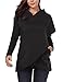 DJT Sweatshirt for Women, Women's Long Sleeve Hoodie Wrap Asymmetric Hem Tunic Tops Blouse Black L
