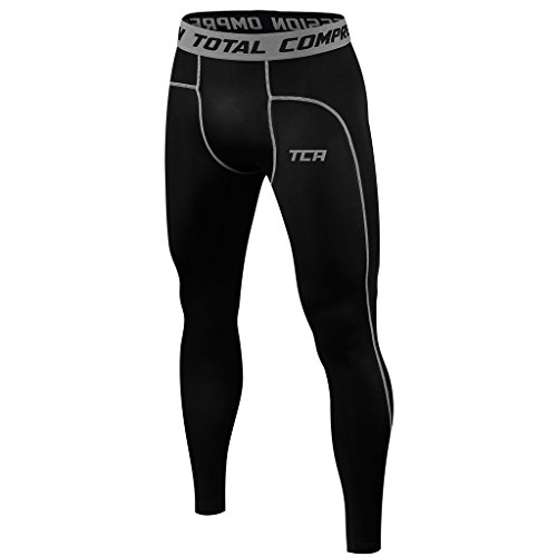 Men's Boys TCA Pro Performance Compression Base Layer Thermal Tights / Leggings - Black Stealth 12 years