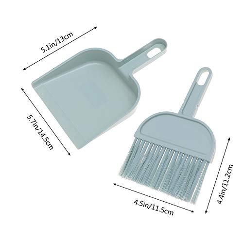 Toyvian Whisk Brush Durable Lightweight Smooth Mini Broom and Dustpan Set for Home Desktop Pets Nest Cage Cleaning Brush for Indoor and Outdoor Use (Blue)