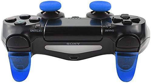 3 Pairs 6 Pack Silicone Anti Slip Rubber Analog Thumb Stick Caps Grips And L2 R2 Buttons Trigger Extenders Set For Playstation 4 PS4 Controller (blue)