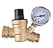 Water Pressure Regulator, Brass Lead-Free Adjustable RV Water Pressure Reducer with Guage, by Velraptor (Style 2)