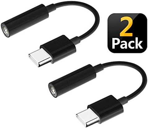 Google Pixel 3 Dongle Headphone Adapter Type C to 3.5mm, [2-Pack] Aux Converter w/Realtek DAC Hi-res Chipset for Samsung S9 S9+ Note 9 S10 S10+ Google Pixel 2/XL Pad Pro 11" 12.9" 2018/Pixel 3/XL