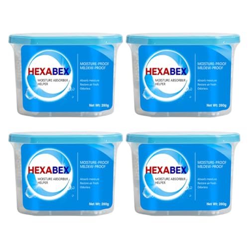 Disposable Dehumidifier Box 600ML – Moisture Absorber & Humidity Trap, Odor & Mold Remover, Fragrance-Free Calcium Chloride Desiccant for Bathroom, Kitchen, Closet & Wardrobe (Pack of 4)